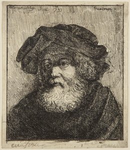 Gammal man med mössa av Rembrandt van Rijn