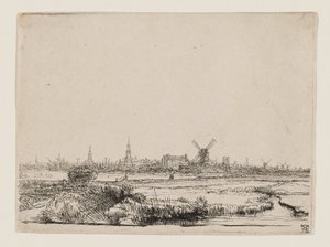 Utsikt över Amsterdam av Rembrandt van Rijn