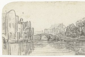 Utsikt över Nieuwezijds Voorburgwal av Rembrandt van Rijn