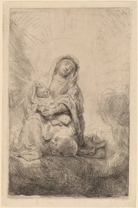 Jungfru och barn i molnen av Rembrandt van Rijn