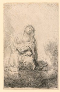 Jungfru och barn i molnen av Rembrandt van Rijn