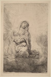 Jungfru Maria med barnet i molnen av Rembrandt van Rijn
