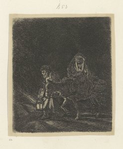 Flyg till Egypten: nattstycke Recueil de quatre-vingt-cinq estampes originales (serietitel) av Rembrandt van Rijn