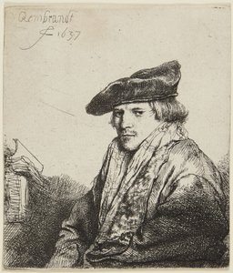 Ung man med keps av Rembrandt van Rijn