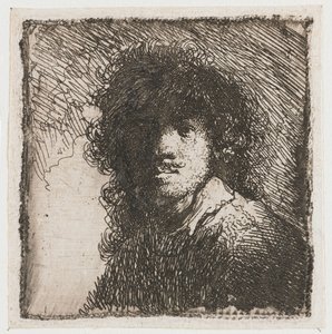 Självporträtt med bar huvud av Rembrandt van Rijn