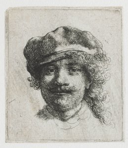 Självporträtt med basker av Rembrandt van Rijn