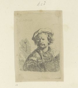 Självporträtt med basker och dekorerad kappa Recueil de quatre-vingt-cinq estampes originales (serietitel) av Rembrandt van Rijn
