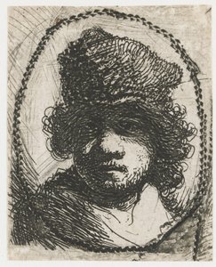 Självporträtt med pälsmössa av Rembrandt van Rijn