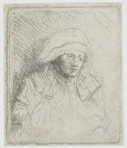 Sjuk kvinna med en vit huvudduk (Saskia) av Rembrandt van Rijn