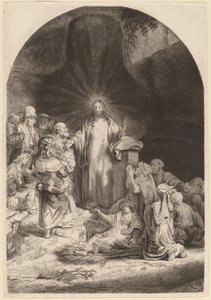 Kristus predikar och helande (fragment från trycket med hundra gulden) av Rembrandt van Rijn and William Baillie