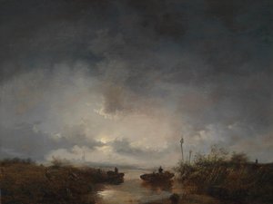 Fiskare i en månbelyst natt av Remigius Adrianus Haanen