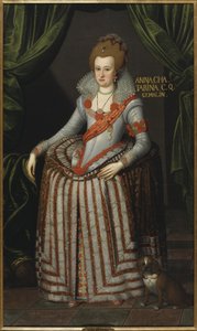 Prinsessan Anne Katarina av Brandenburg, drottninggemål av Danmark Norge - Porträtt av prinsessan Anne Katarina av Brandenburg (1575-1612), drottning av Danmark och Norge, av Petersen (Piettersz), Remmert (ca 1575-1649). Olja på duk. Storlek: 207x123 c av Remmert (c.1575 1649) Petersen