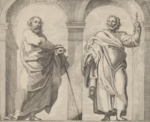 De heliga Petrus och Paulus i en vestibul, ca. 1630-80., ca. 1630-80.