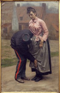 Tullsökning. Målning av Remy Cogghe (1854-1935), Olja på duk