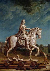 Transport av Ludvig XIV:s ryttarstaty från verkstaden i kapucinerklostret 1669, efter 1669