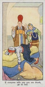 Östligt ordspråk: Om alla säger till dig att du är full, gå och lägg dig (färg litho) av René Bull