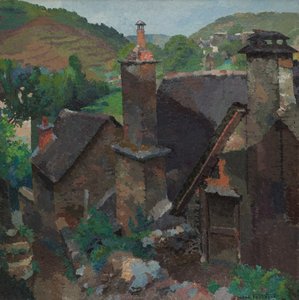 Gammal skorsten i Estaing, Aveyron