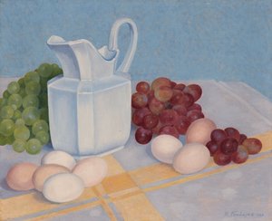 Kanna, vindruvor och ägg