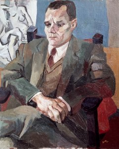 Porträtt av Alberto Moravia (1907-1990), italiensk författare av Renato Guttuso