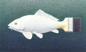 Brushfish, 2003, teckning med färgpenna på papper av Rene Boin