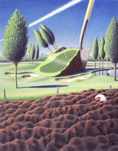 Spade, 2005, teckning med färgpenna på papper av Rene Boin