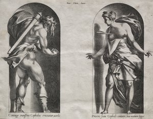Cephalus och Procris i två nischer av Rene Boyvin