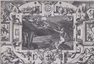 Medea and Her Chariot Drawn by Dragons Disheveled och naken en mörk natt, på en öde plats..., 1563.