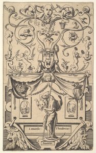 Panel med figur av Saturnus, tallrik 1, ca. 1550-65. av Rene Boyvin
