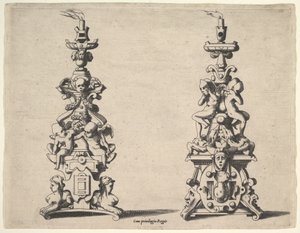 Två ljusstakedesigner, ca. 1550-60. av Rene Boyvin