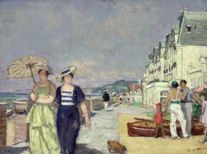 Eleganta kvinnor vid havet i Cabourg, ca 1929 (olja på duk)
