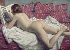 Naken på en rosa divan, ca 1925 (olja på duk)