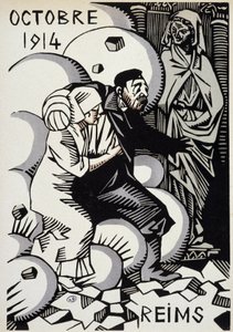 Oktober 1914, Reims - teckning av Herman Paul - i "" War Calendar of War"" utg. 1916 av Rene George Hermann Paul