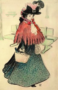 Den vackra judinnan går och handlar. Le Rire magazine, 1896. av Rene Georges Hermann Paul