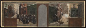 Skiss till prefektens kontor i Paris stadshus: Bombningen av Mont Sainte-Geneviève. Ransonering av befolkningen av Rene Joseph Gilbert