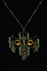 Art Nouveau: halsband i guld, topas och emaljer. Atelier rene Lalique. 1900 Parma, privat samling av Rene Jules Lalique