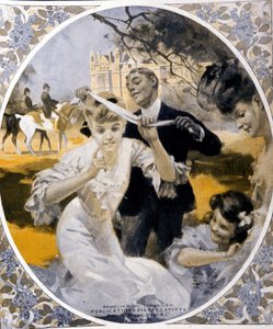 Trädgårdsspel: förberedelse av ett parti kummelnät, början av århundradet. Illustration av Rene Lelong (1871-1933) av Rene Lelong