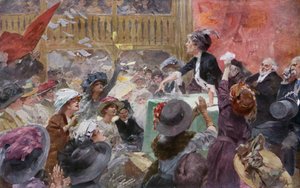 Suffragetter träffas under en valkampanj