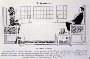 Representation av George Bryan Brummel känd som Beau Brummel (1778 - 1840), kungen av Dandys. Illustration av René Vincent. 1800-talet av Rene Vincent