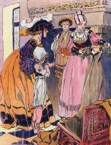 A Little Girl in the Age of the Renaissance (färg litho) av Rene Vincent