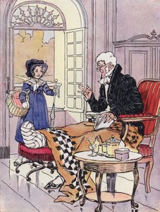 A Little Girl under the Restoration (litho i färg) av Rene Vincent