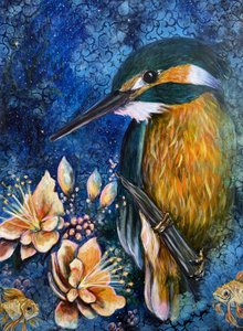 Den mystiska kungsfiskarblomningen av Renee Machan Cottagecore Artist