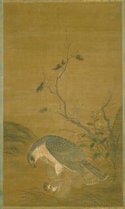 Hawk Capturing A Sparrow (bläck & färg på siden) av Renfa Ren