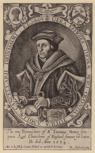 Sir Thomas More, engelsk advokat, statsman, filosof och humanist (gravyr) av Renold (after) Elstrack