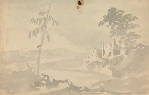 Landskap med slott och flod av Rev. William Gilpin