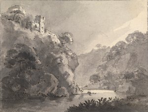 Landskap med slott på en kulle till vänster av Rev. William Gilpin