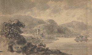 Landskap med flod, slott och berg av Rev. William Gilpin