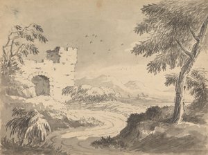 Landskap med väg som leder till Abbey av Rev. William Gilpin