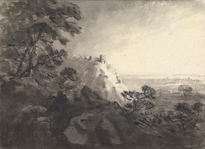 Landskap med ett slott på en kulle i mittavstånd av Rev. William Gilpin