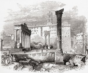 På Forum, med utsikt mot Capitolium, Rom, Italien i slutet av 1800-talet. Från Italian Pictures av Rev. Samuel Manning, utgiven ca 1890. av Reverend Samuel Manning