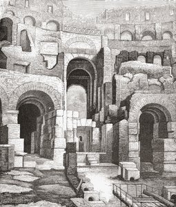 Interiör från Colosseum, Rom, Italien efter utgrävningarna 1874. Från Italian Pictures av Rev. Samuel Manning, utgiven ca 1890. av Reverend Samuel Manning